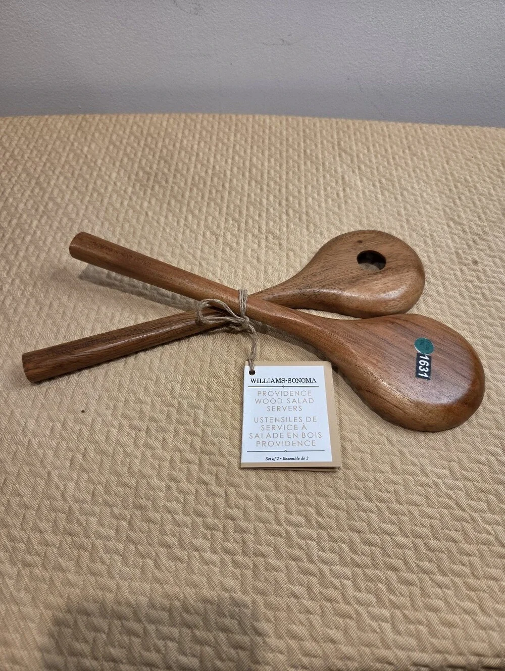New William Sonoma Providence Wooden Rustic Salad Servers